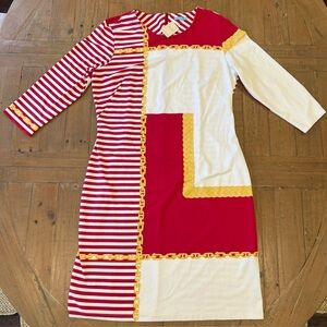 j.mclaughlin Sophia Sheath Dress XL Nautical Chain Preppy Red And White NWT